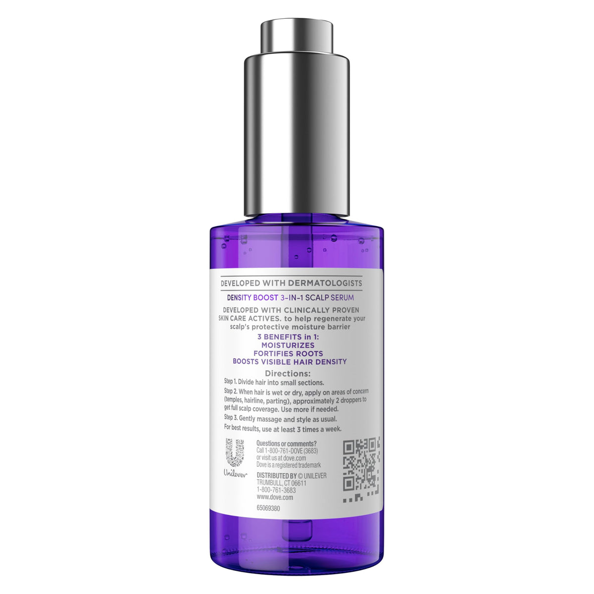 Dove Derma Scalp Density Boost 3-in-1 Scalp Serum 1 ct With Prebiotic Glycerin, Zinc + Peptides, and Niacinamide For Breakage And Hair Thinning 2 oz Beauty and Personal Care Dove