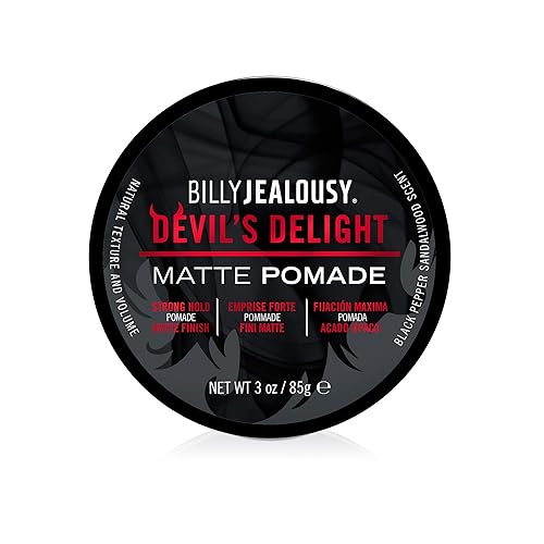 Billy Jealousy Devil's Delight Matte Pomade for Men Adds Volume and Definition, Strong Hold Water-Based Formula with Black Pepper Sandalwood Scent, 3 Beauty & Personal Care Billy Jealousy