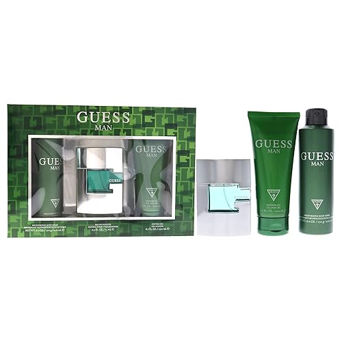 Guess Man 3 Pc Gift Set 2.5oz EDT Spray, 6oz Deodorizing Body Spray, 6.7oz Shower Gel GIFTSET Beauty & Personal Care GUESS