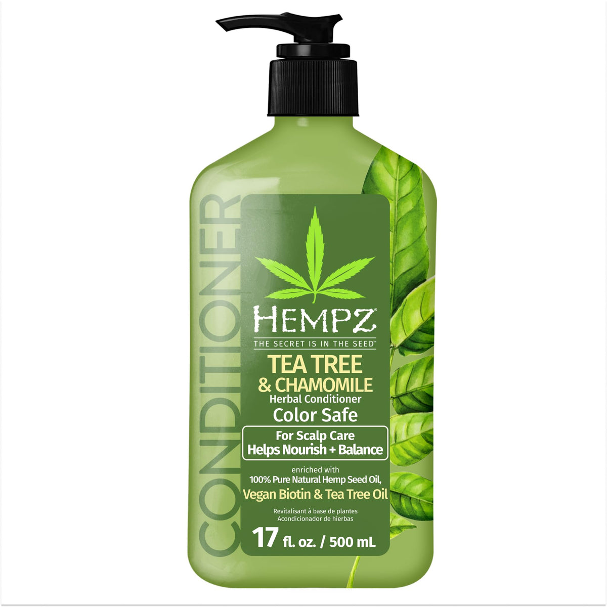 Hempz Biotin Hair Conditioner - Tea Tree & Chamomile - For Scalp Care Hair Growth & Strengthening of Dry, Damaged and Color Treated Hair, Hydrating,