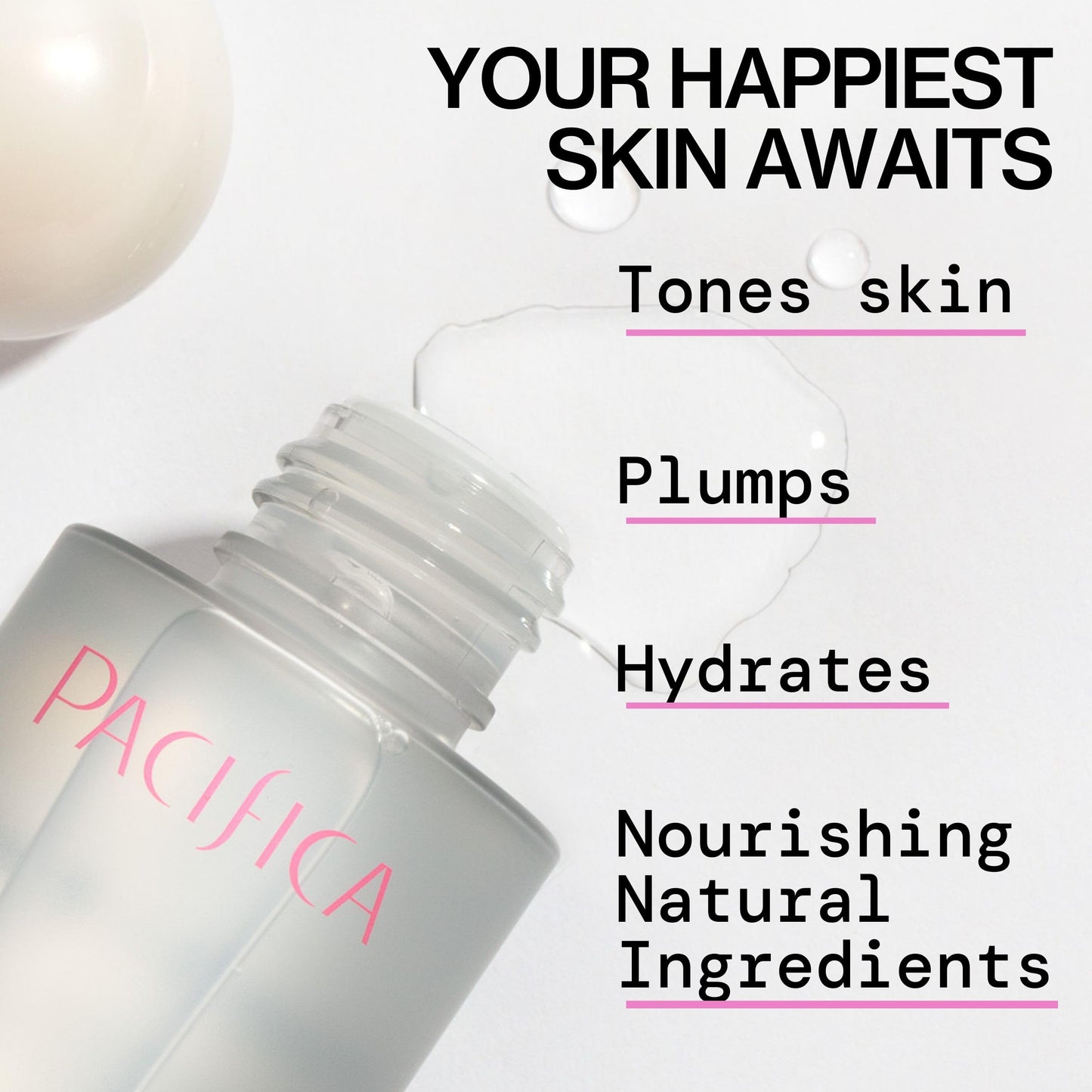 Pacifica Happy Water Hydrating Facial Toner - Vegan Ceramides, Hyaluronic Acid & Electrolytes, Refreshing & Calming for Balanced Skin, Clean Beauty Beauty & Personal Care Pacifica