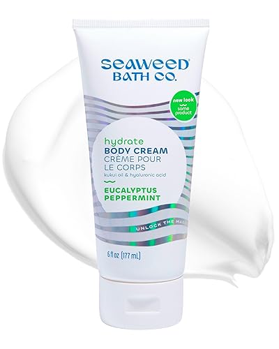 Seaweed Bath Co. Hydrate Body Cream - Eucalyptus Peppermint - Hydrating Scented Moisturizer for Body and Hands - With Vitamin E, Hyaluronic Acid Beauty & Personal Care The Seaweed Bath Co.