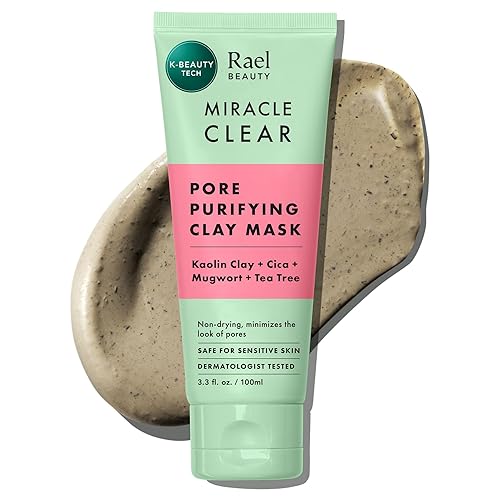 Rael Face Mask, Miracle Clear Clay Mask - Deep Pore Cleanser with Tea Tree & Gentle Exfoliation for Blackheads, Korean Skin Care (3.4 fl oz) Beauty & Personal Care Rael