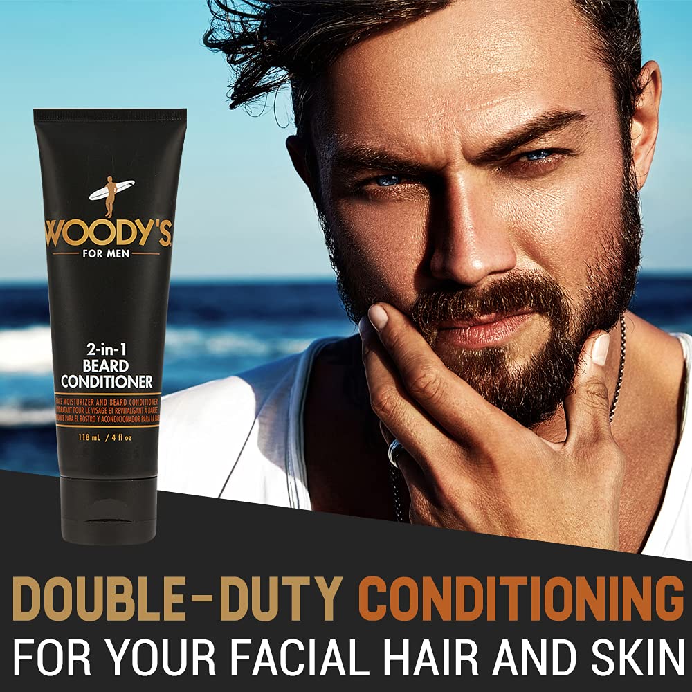 Woody's 2-in-1 Men Beard Conditioner, Beard Wash, Moisturize, Softens & Conditions Dry Flaky Beards, Enriched With Botanical Extracts and Essential Beauty & Personal Care Woody's