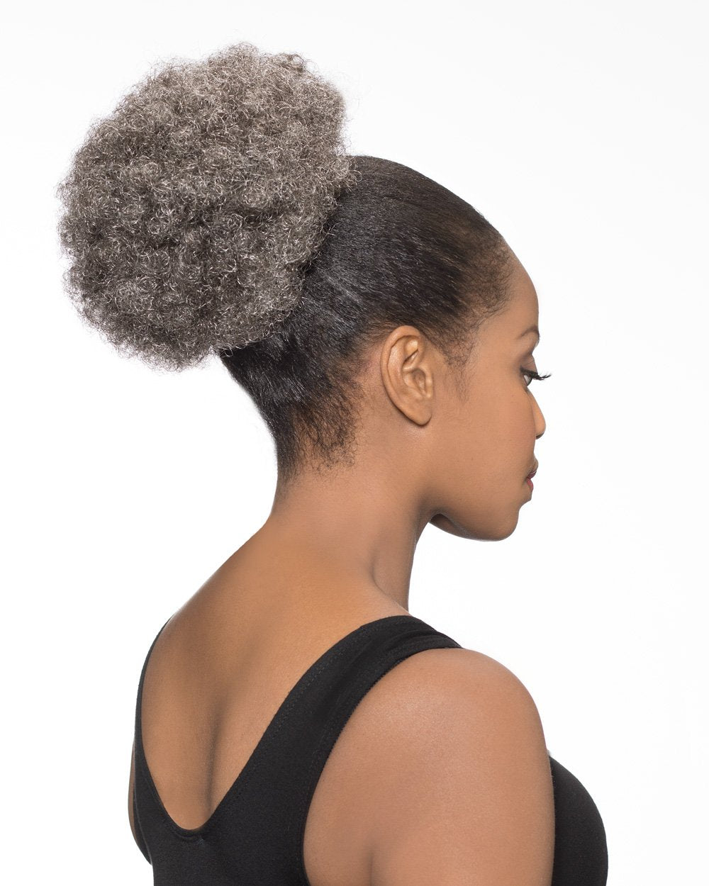 DS007 Ponytail Color 4 Med Dark Brown - Foxy Silver Wigs Drawstring Poof Hairpiece Clip On Short Afro Synthetic African American Womens