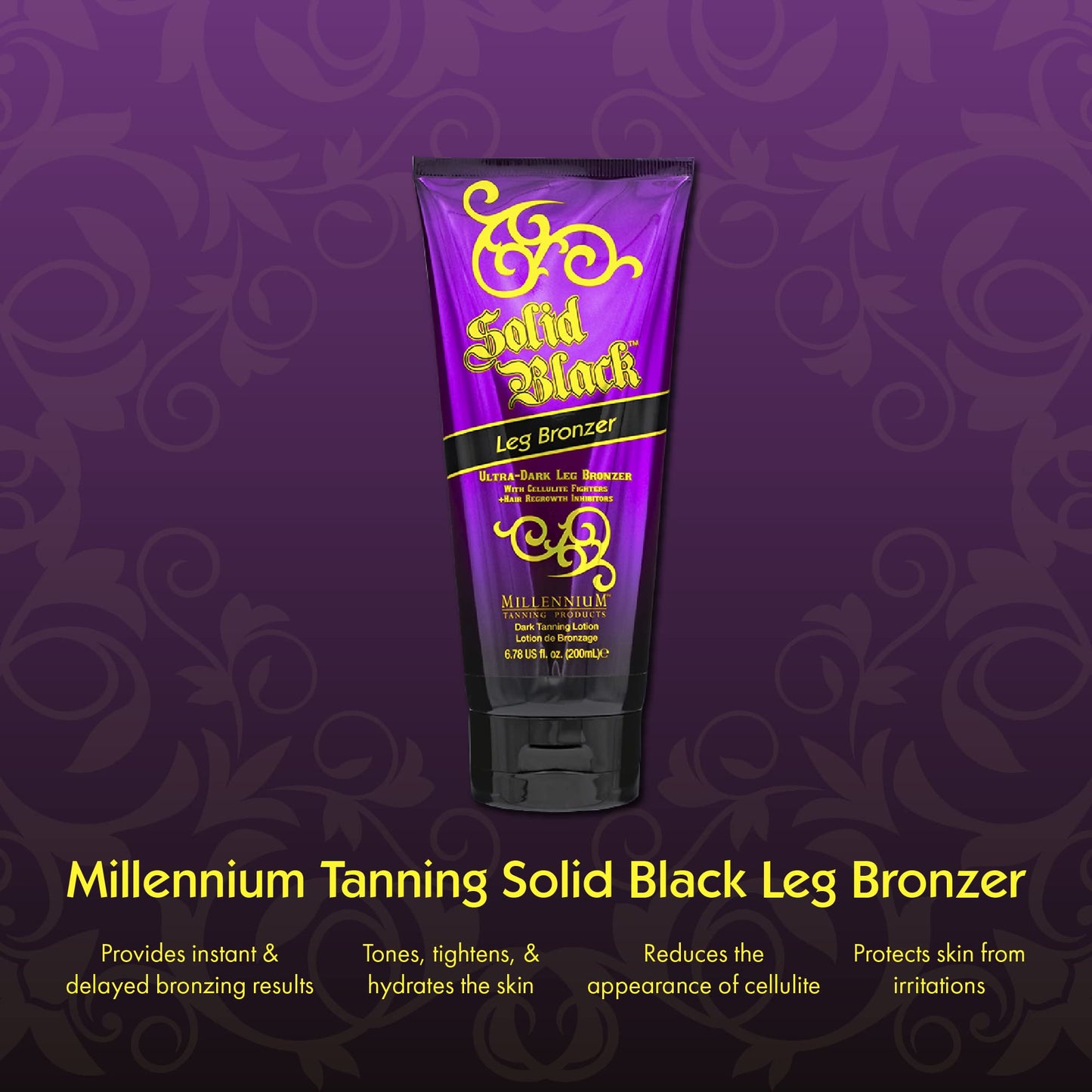 Millennium Tanning Solid Black Leg Bronzer - Ultra Dark Tanning Lotion with Aloe Vera, Cellulite Fighters & Hair Growth Inhibitors (6.78 oz) Beauty & Personal Care Millennium Tanning
