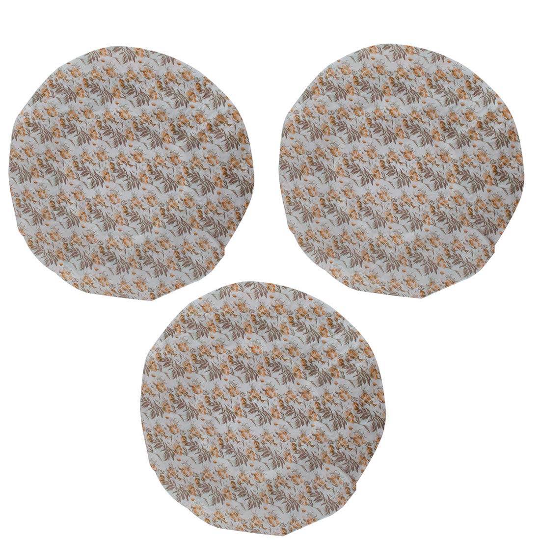 Ruilogod Floral Pattern Women Elastic Band Shower Bath Hat Cap 3pcs Beige Brown (id: 3c8 f4f 884 c9f 1d7 Beauty and Personal Care Ruilogod