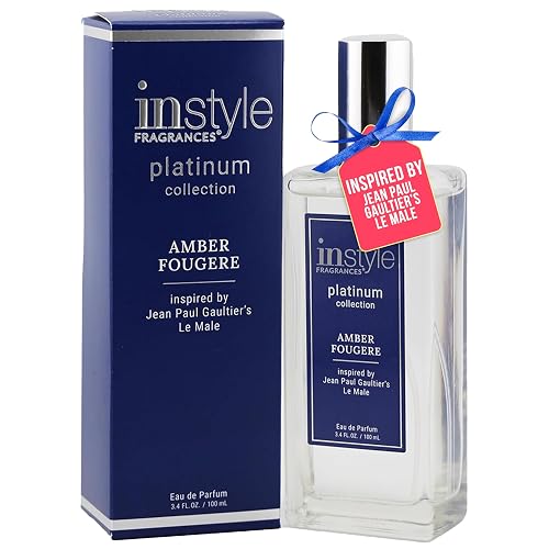 InStyle Fragrances, Platinum Collection, Amber Fougere, Inspired by Jean Paul Gaultier’s Le Male, Men’s Eau de Parfum, CLEAN, Vegan, Paraben-Free Beauty & Personal Care Instyle Fragrances