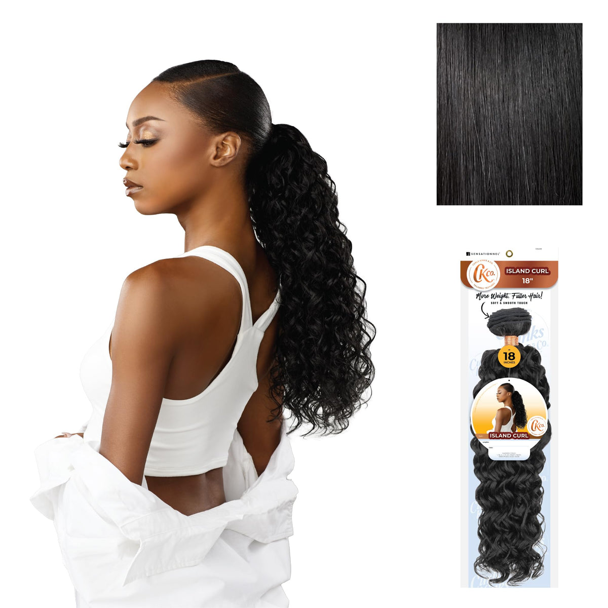 Sensationnel CKCO Synthetic Bundle-Island Curl,18 inch, 1 JETBLACK