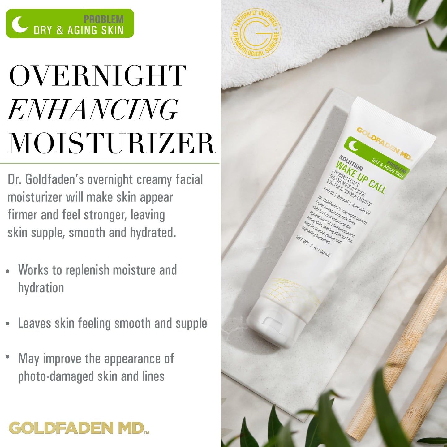 Dr. Goldfadens Wake Up Call Night Facial Moisturizer Night Cream for Dry & Aging Skin | w/Alpha Lipoic Acid, Avocado Oil Retinol, Co-enzyme Q10 2.0 Fl Beauty & Personal Care GOLDFADEN MD