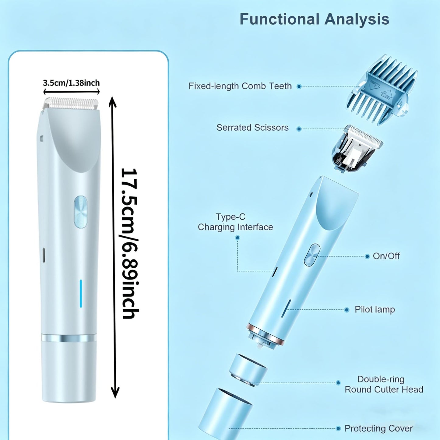 Bikini Trimmer for Women,2 in 1 Dual Head Bikini Shaver & Body Shaver,Cordless & Waterproof Electric Bikini Trimmer for Women, Painless Hair Removal Beauty and Personal Care RtLvio