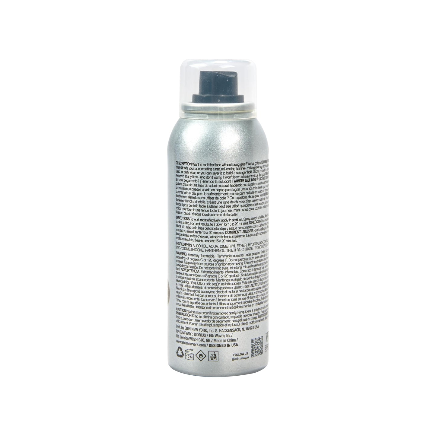 EBIN NEW YORK Wonder Lace Bond Lace Melt Aerosol Spray Silk Protein + Biotin | Extra Firm Hold Wig Adhesive Spray | Moisturizing Natural Finish | 2.7 Beauty & Personal Care EBIN NEW YORK