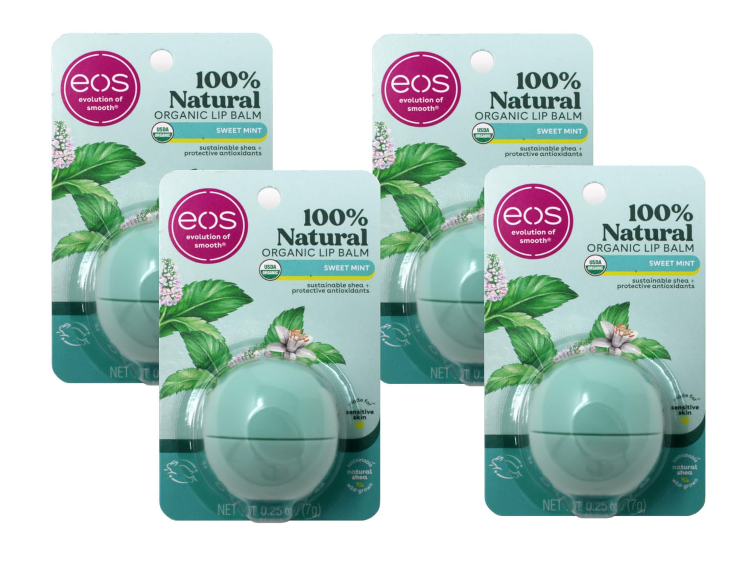 eos Smooth Lip Balm Sphere, Sweet Mint 0.25 oz (Pack of 4) Beauty & Personal Care eos