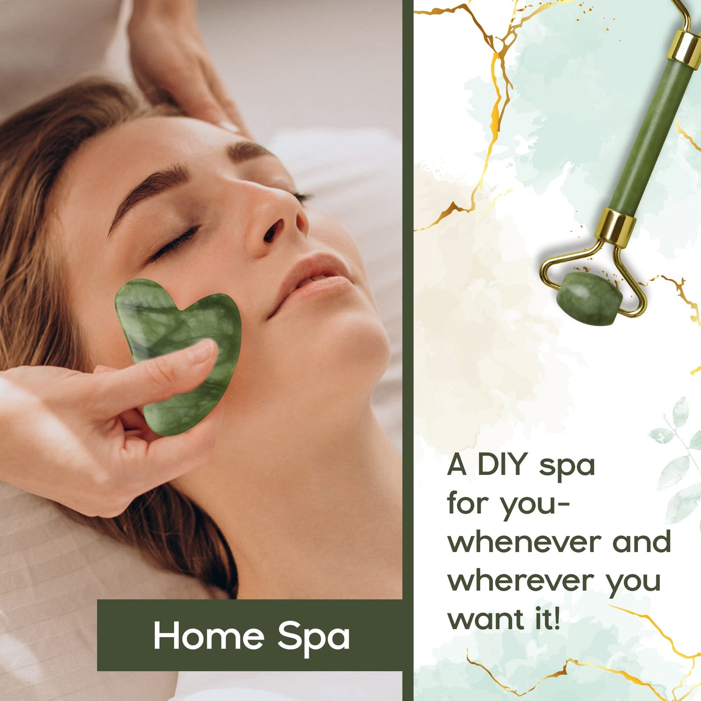 Beautyfrizz Jade Face Roller - Jade Roller for Face and Gua Sha Massage Tool - Gua Sha and Jade Roller - Guasha Tool for Face - Skin Care Gift Set Beauty & Personal Care BEAUTYfRIZZ