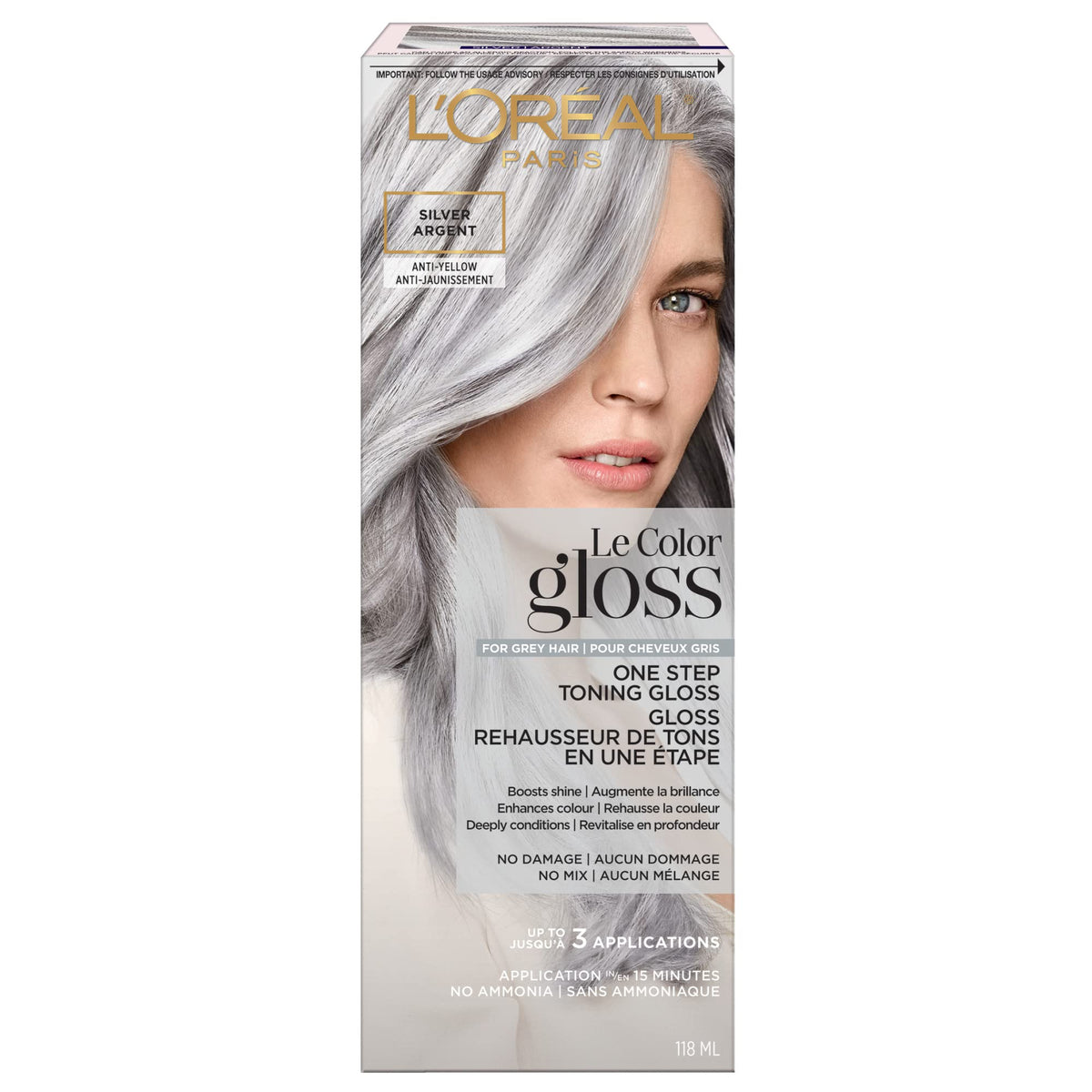 L'Oreal Paris Le Color Gloss One Step In-Shower Toning Hair Gloss, Neutralizes Brass, Conditions & Boosts Shine, Silver, 4 Ounce Beauty & Personal Care L'Oreal Paris