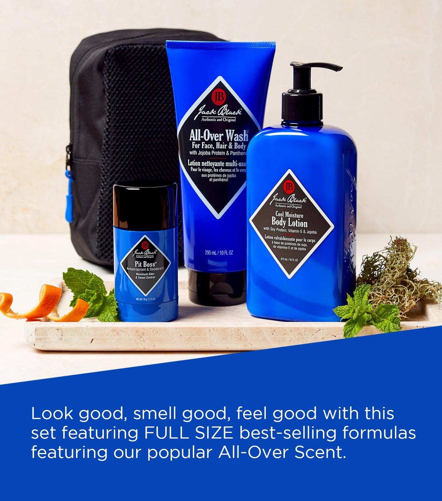 Jack Black All-Over Clean & Cool Body Basics Body Collection Set for Men - Multi-Purpose Mens Body Wash, Pit Boss Men's Deodorant, Body Lotion Beauty & Personal Care Jack Black