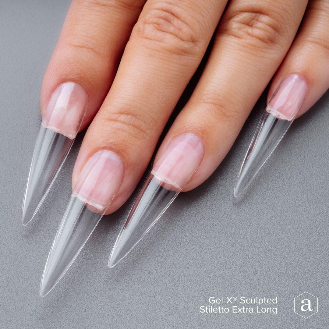 Apres Gel-X® Stiletto Box of Nail Tips | 280 Gel-X Tips, Soft Tips, 14 Sizes 00-9 | Half-sizes Included (Sculpted Stiletto Extra Long, 280 Count)