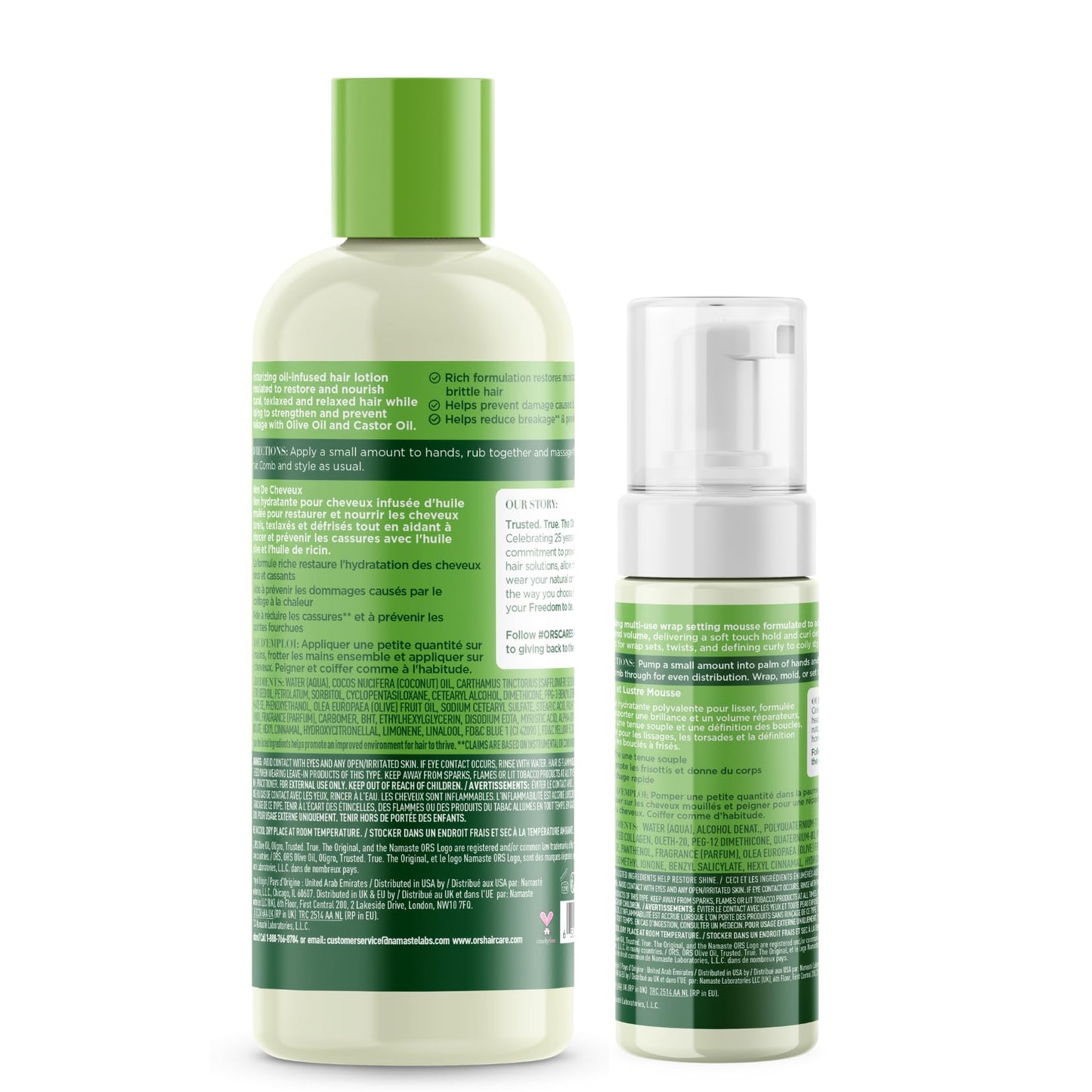 ORS Olive Oil Wrap Set Mousse & Moisturizing Hair Lotion with Castor & Coconut Oil (2 Piece Set) Beauty & Personal Care ORS
