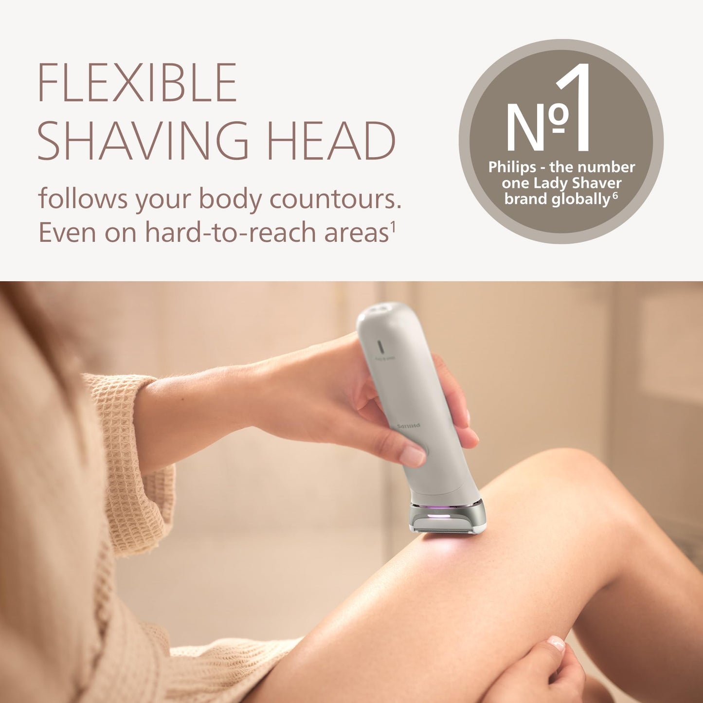 Philips Lady Shaver Series 8000 - Cordless, Wet & Dry Electric Shaver, 3-Blade Shaving System, Flexible Shaving Head, LED Light, for Face, Legs, Body Beauty and Personal Care PHILIPS