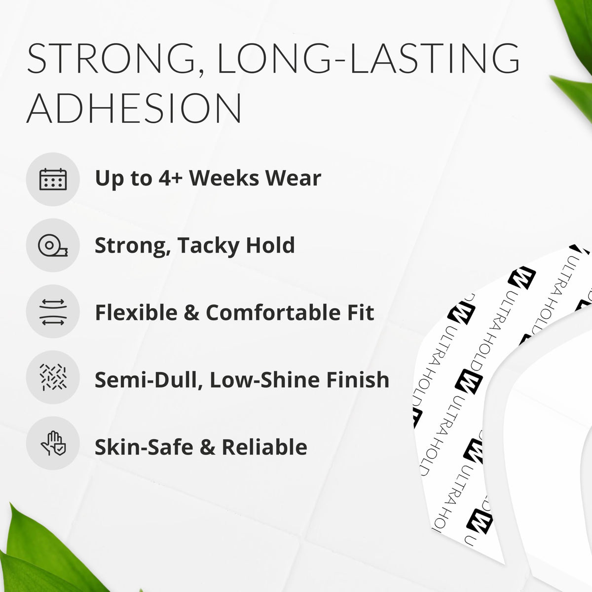 Walker Tape Ultra Hold A Contour Adhesive Strips, Strong Double Sided Wig Tape Tabs for Lace Systems and Tape in Hair Extensions Human Hair, Long