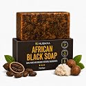 Nubiana Raw African Black Soap Bar 7 oz, Pure Natural 100% Authentic Black African Soap Handmade in Ghana with Unrefined Shea Butter, Cocoa Pod Ash Beauty & Personal Care Nubiana