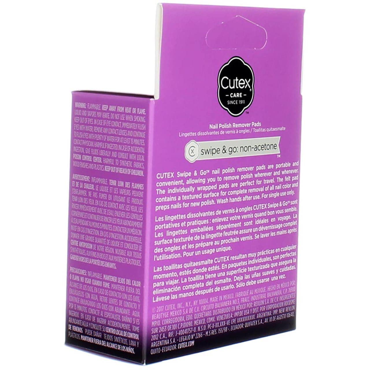 Cutex Care Swipe & Go Non-Acetone Nail Polish Remover Pads 10ct Beauty & Personal Care REVLON