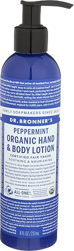 Dr. Bronner's & All-One Organic Lotion for Hands & Body, Peppermint, 8-Ounce Pump Bottle Beauty & Personal Care Dr. Bronner's