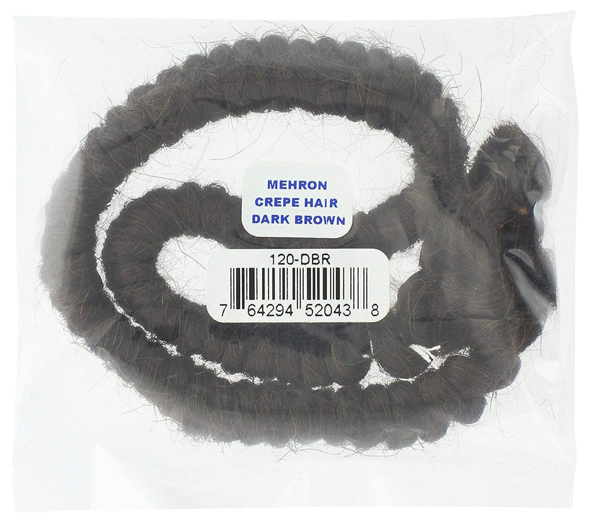 Mehron Makeup Crepe Hair - DARK BROWN, Special FX Fake Hair