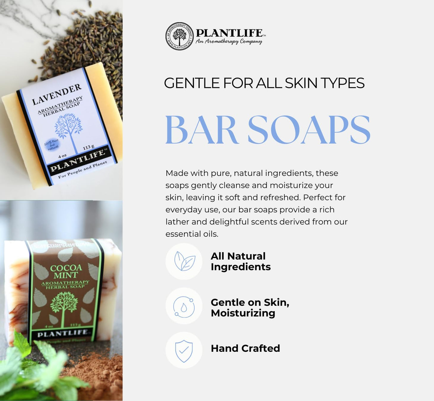 Plantlife Top 6 Herbal Bar Soaps - Moisturizing and Soothing Soap for Your Skin - Hand Crafted Using Plant-Based Ingredients - Made in California 4oz Beauty & Personal Care Plantlife