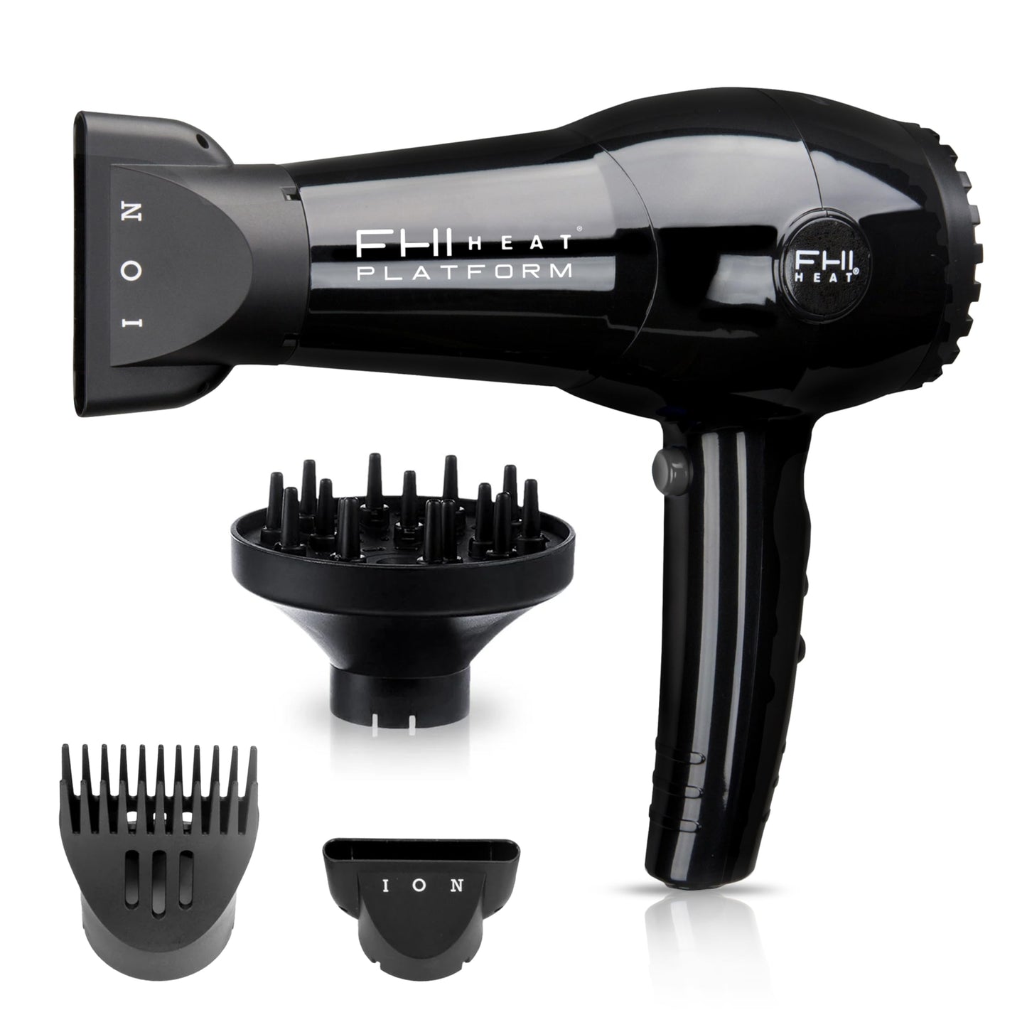 FHI HEAT Platform Nano Lite Pro 1900 Turbo Tourmaline Light Weight Ceramic Quick Dry Hair Dryer with 3 Piece Attachment Set, Black Beauty & Personal Care FHI Heat