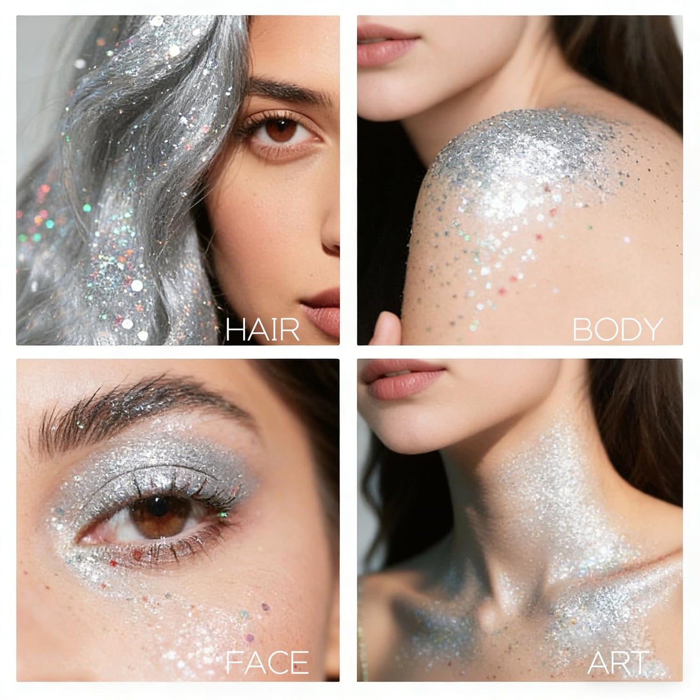 Holographic Mermaid Glitter Makeup Kit: 2-in-1 Body & Face Stick & Loose Powder with Built-in Brush for Festival, Rave, Concert, Carnival | Shimmery Beauty & Personal Care FindinBeauty