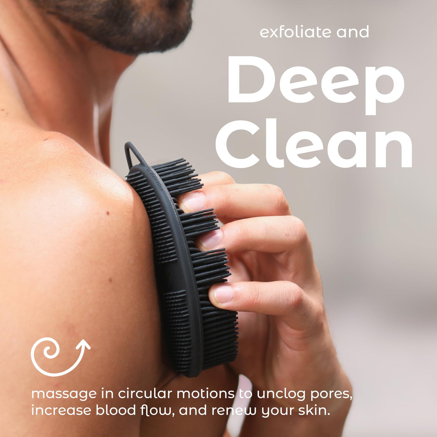 MainBasics Silicone Body Scrubber Dual-Sided Shower Loofah and Exfoliator (Black, Exfoliate) Beauty & Personal Care MainBasics