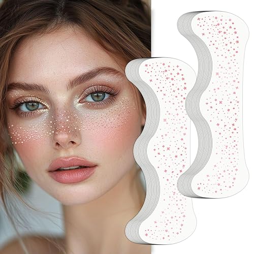 Wodelanle Glitter Freckles Face Tattoo, 24 Count Rose Gold Face Glitter Speckles Makeup Patches, Glow Up Makeup Patches, Cute Glitter Freckles Makeup Beauty & Personal Care Wodelanle