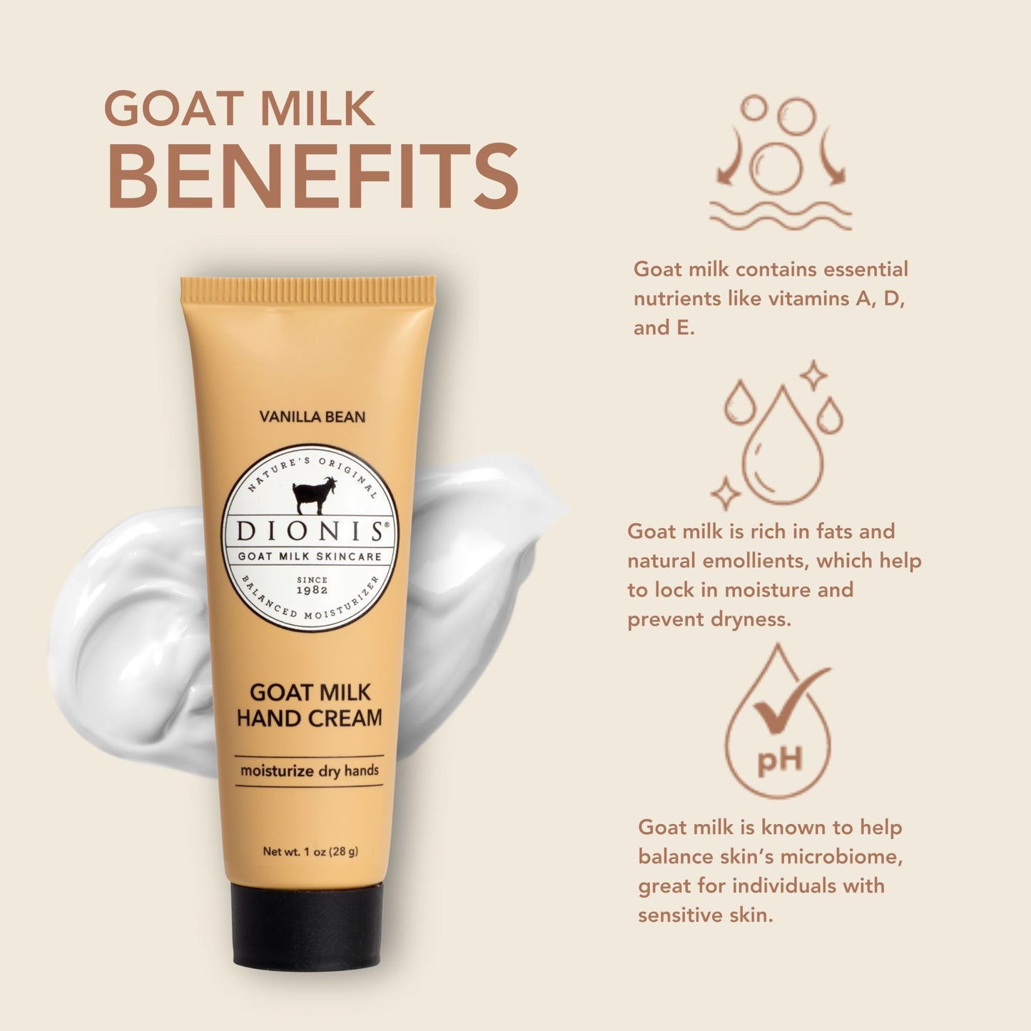 Dionis Goat Milk Skincare Hand Cream (Vanilla Bean, 1 oz) Beauty & Personal Care Dionis