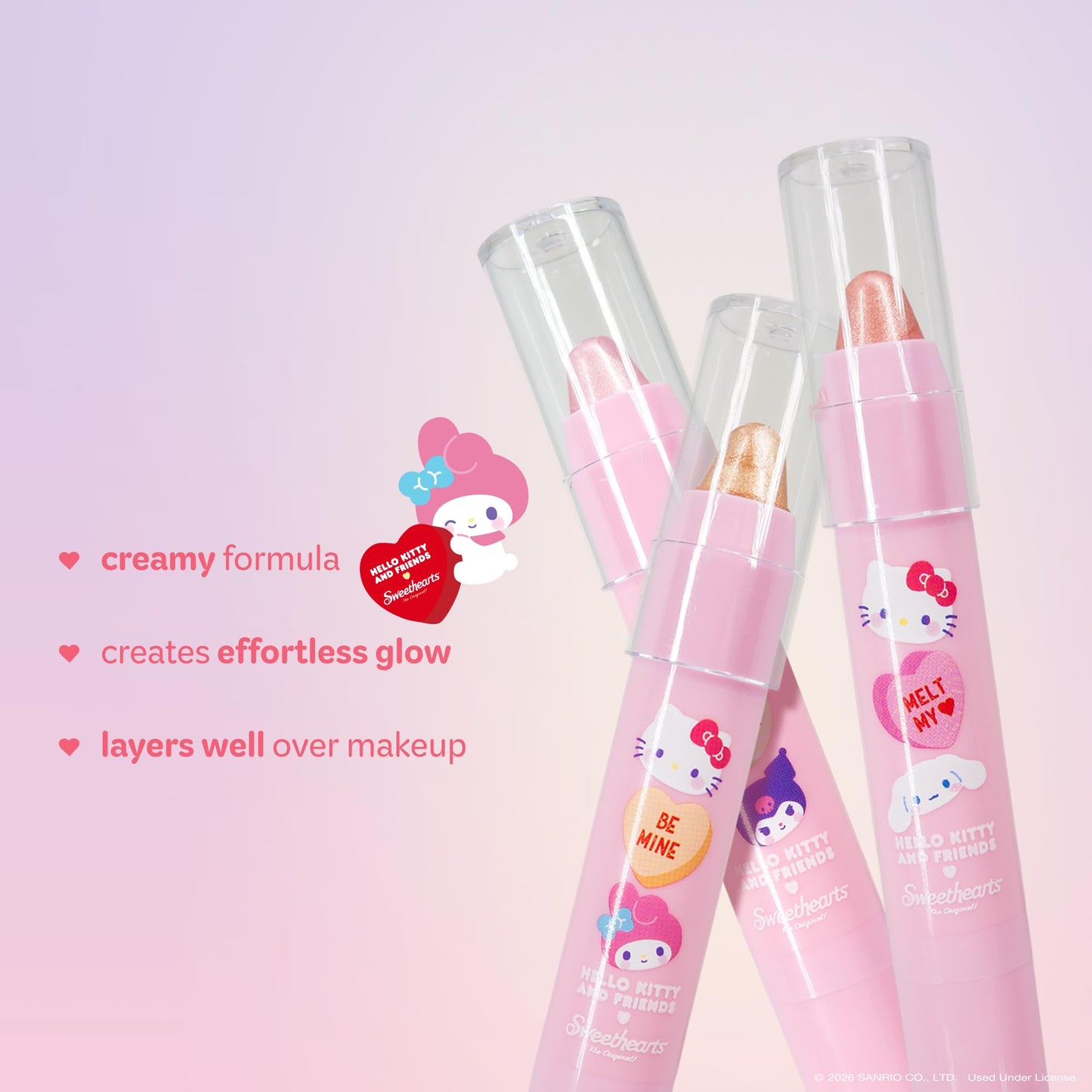 The Crème Shop x Hello Kitty & Friends x Sweethearts Stick Highlighter, Makeup for Glass Skin, Gift Idea for Teens (Be Mine) Beauty & Personal Care The Crème Shop