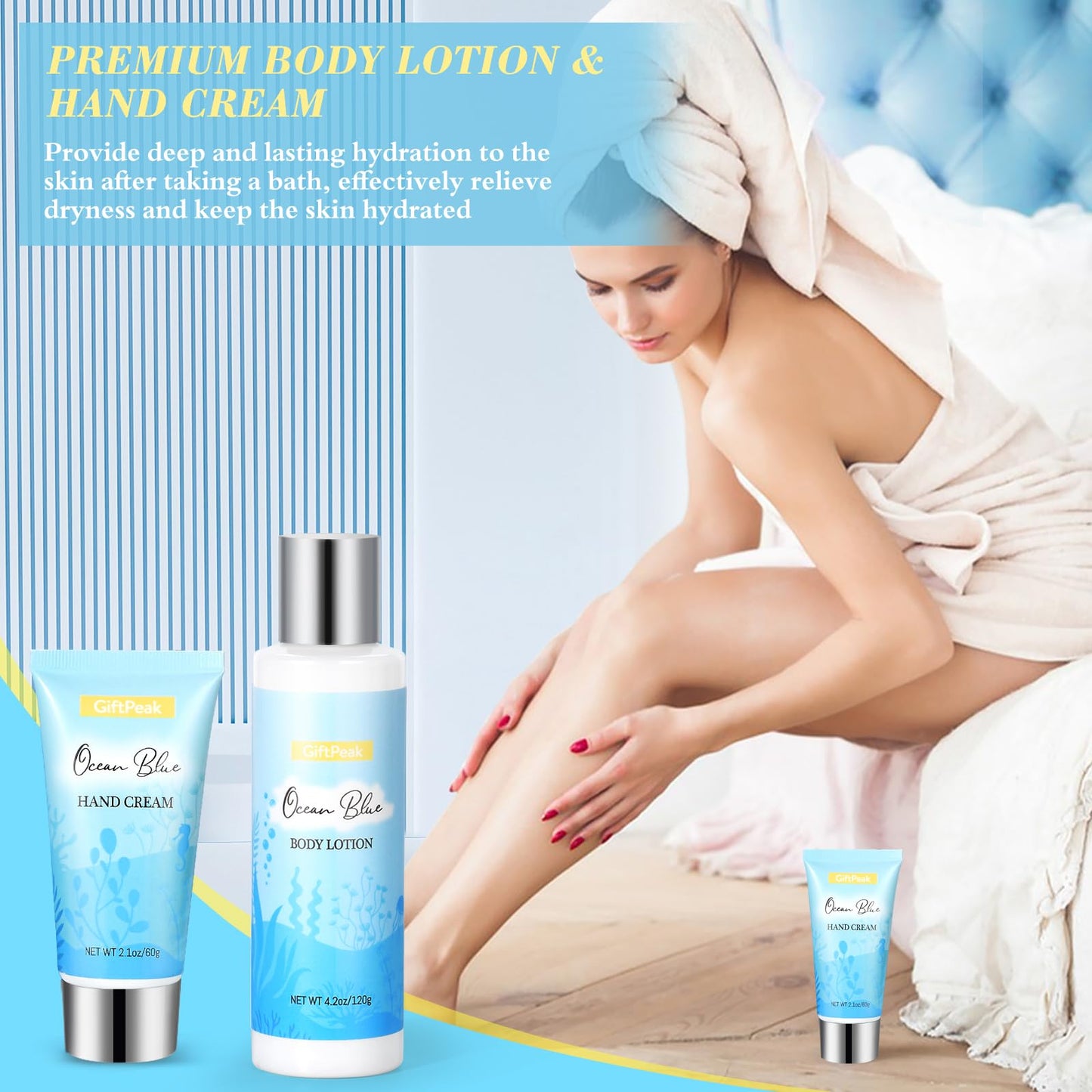 Birthday Gifts for Women, Ocean Scented Relaxing Spa Gift Baskets for Women Mom Her Wife Sister Friends Coworker Employee, Self Care Bath and Body Beauty and Personal Care GiftPeak