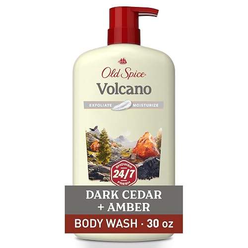 Old Spice Cleansing Body Wash for Men, 24/7 Shower Fresh with Lasting Scent, Exfoliate & Moisture, Gentle on Skin, Vitamin B3, Volcano with Dark Cedar Beauty & Personal Care Old Spice