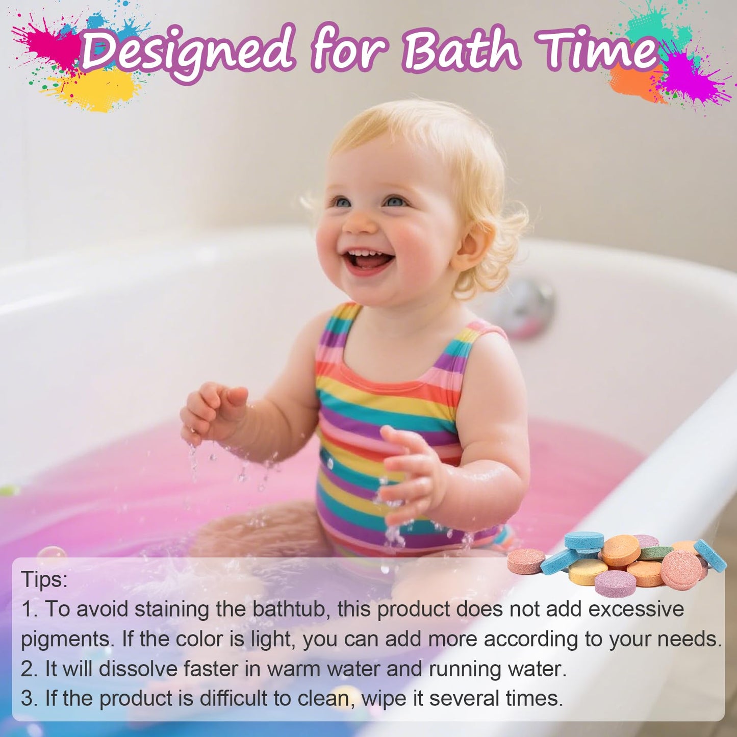 RAQEHO Colorful Bath Tablets, Water Coloring BathBomb, Fizzy, Fragrance Free & Non Toxic, Coloring Potion Tablets Spa Bath Stuff Science Experiments Beauty and Personal Care RAQEHO