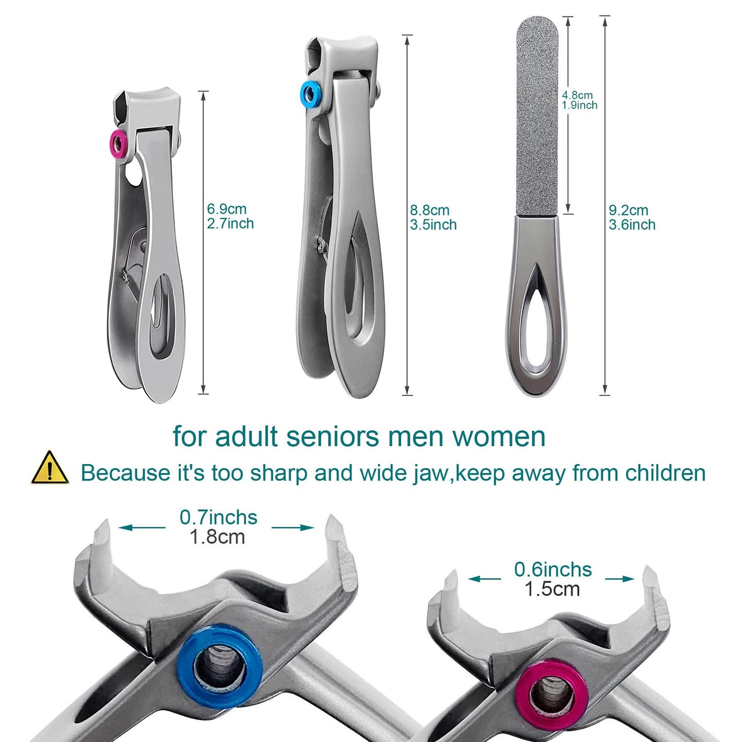 VOGARB Large and Small Nail Clippers Set, Toenail Clippers for Thick Toenails, Wide Jaw Opening Heavy Duty Stainless Steel Toe Nail Clippers Beauty & Personal Care VOGARB