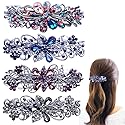 4 PCS Hair Barrettes for Women Ladies, Flower Crystal Rhinestones Barrette Pearl Spring Hair Clip Accessories Women Fashion Ponytail Holders Barrette Beauty & Personal Care GeoGeoDIY