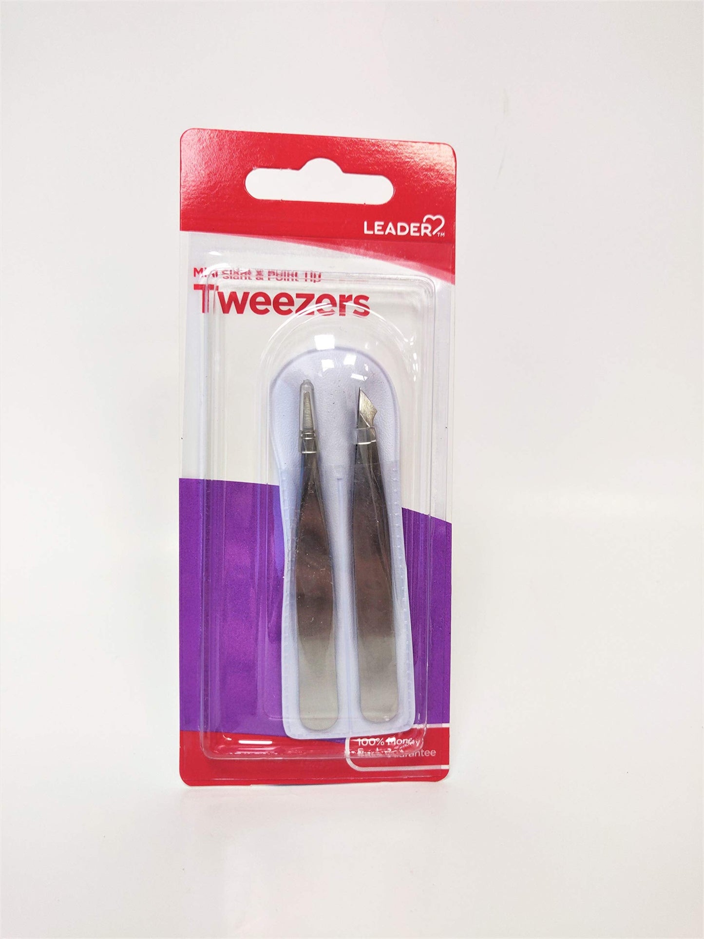 LEADER Tweezers Mini Slant/Point with Case Beauty and Personal Care Leader