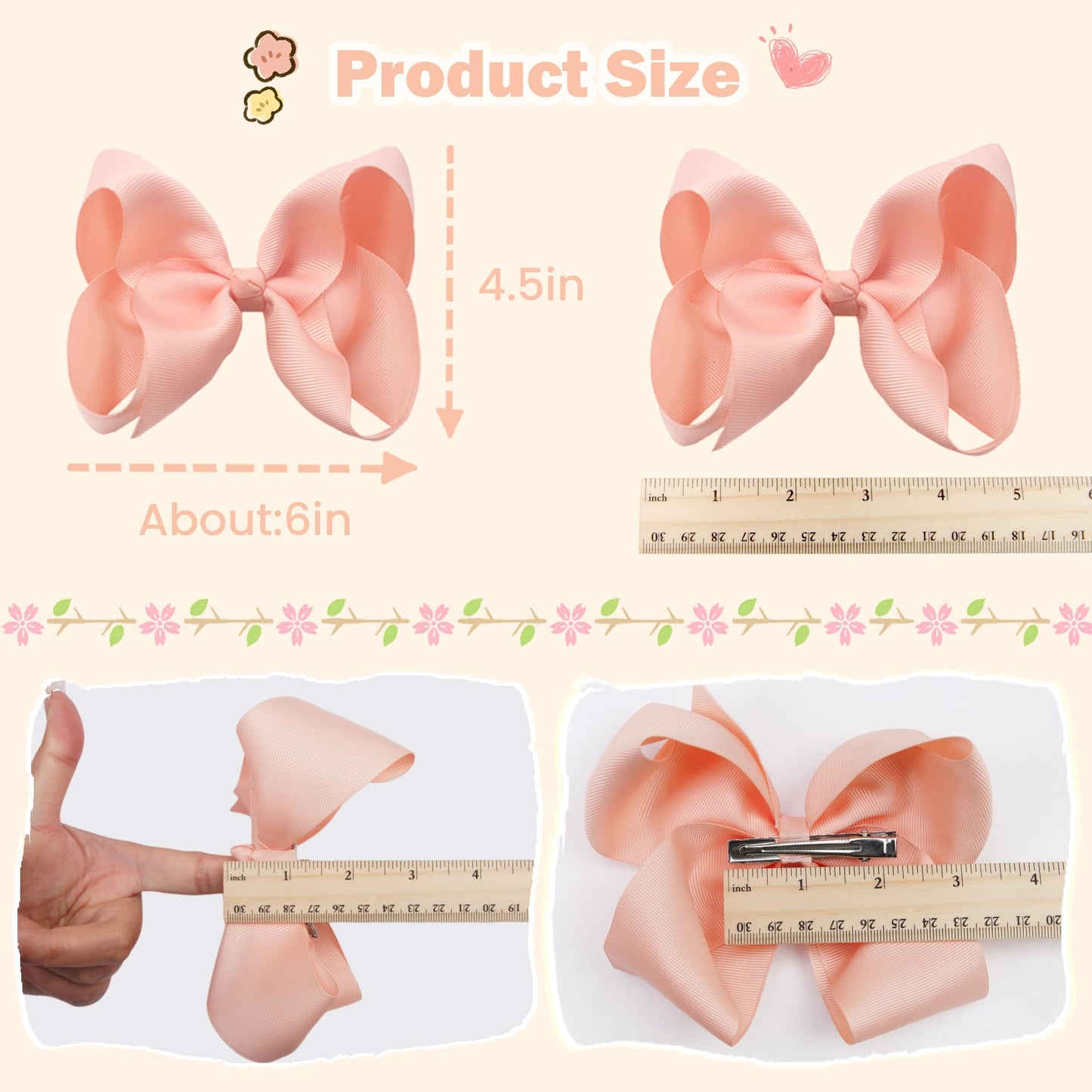 CÉLLOT 20PCS Big 6 Inch Hair Bows for Girls Grosgrain Ribbon Bow Toddler Back to School Hair Accessories with Alligator Clips for Toddlers Schoolgirls Beauty and Personal Care CÉLLOT