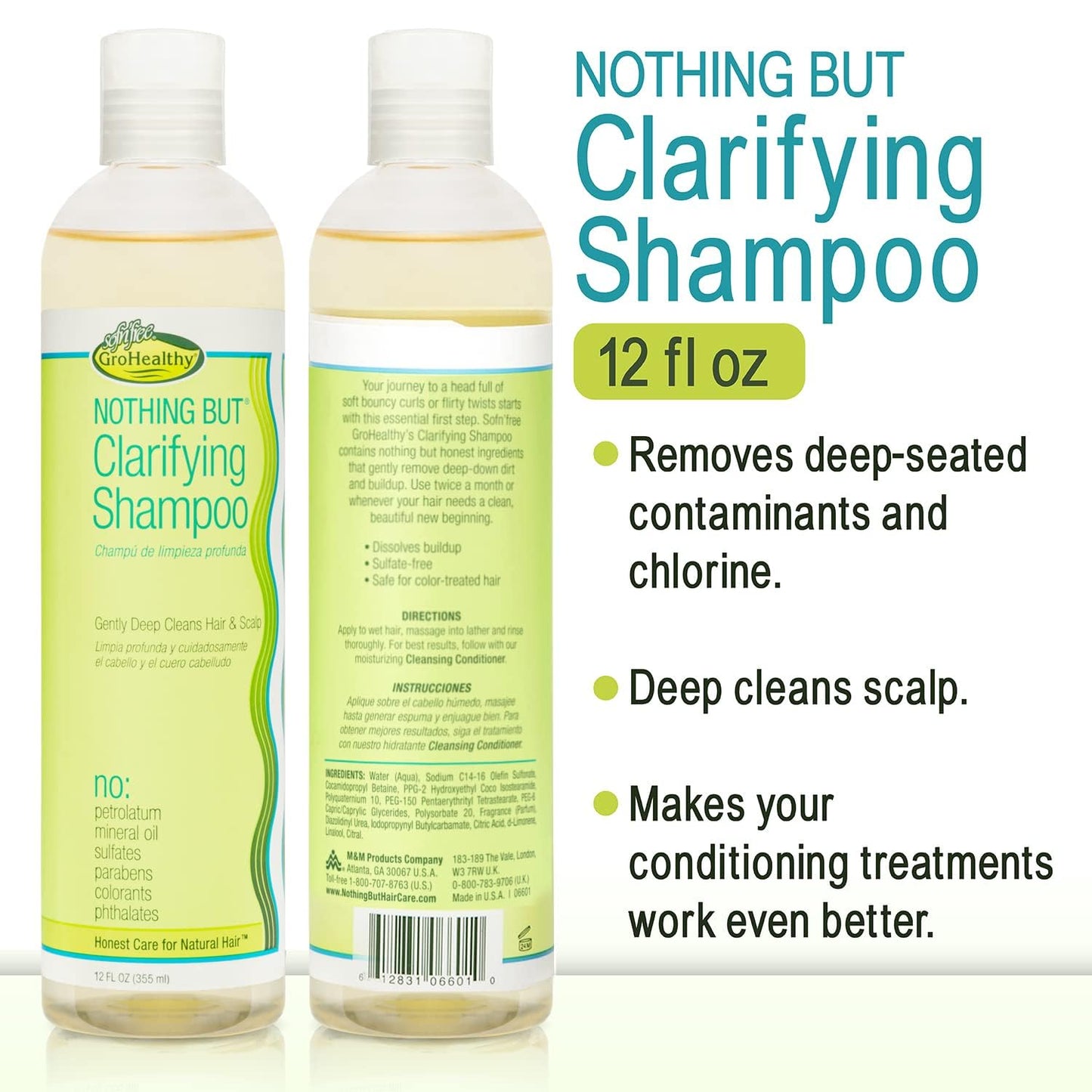 NOTHING BUT Clarifying Shampoo Sulfate-Free Detox for Natural Hair - Hair Shampoo - Removes Buildup - 12oz - Pack of 2 Beauty & Personal Care NOTHING BUT