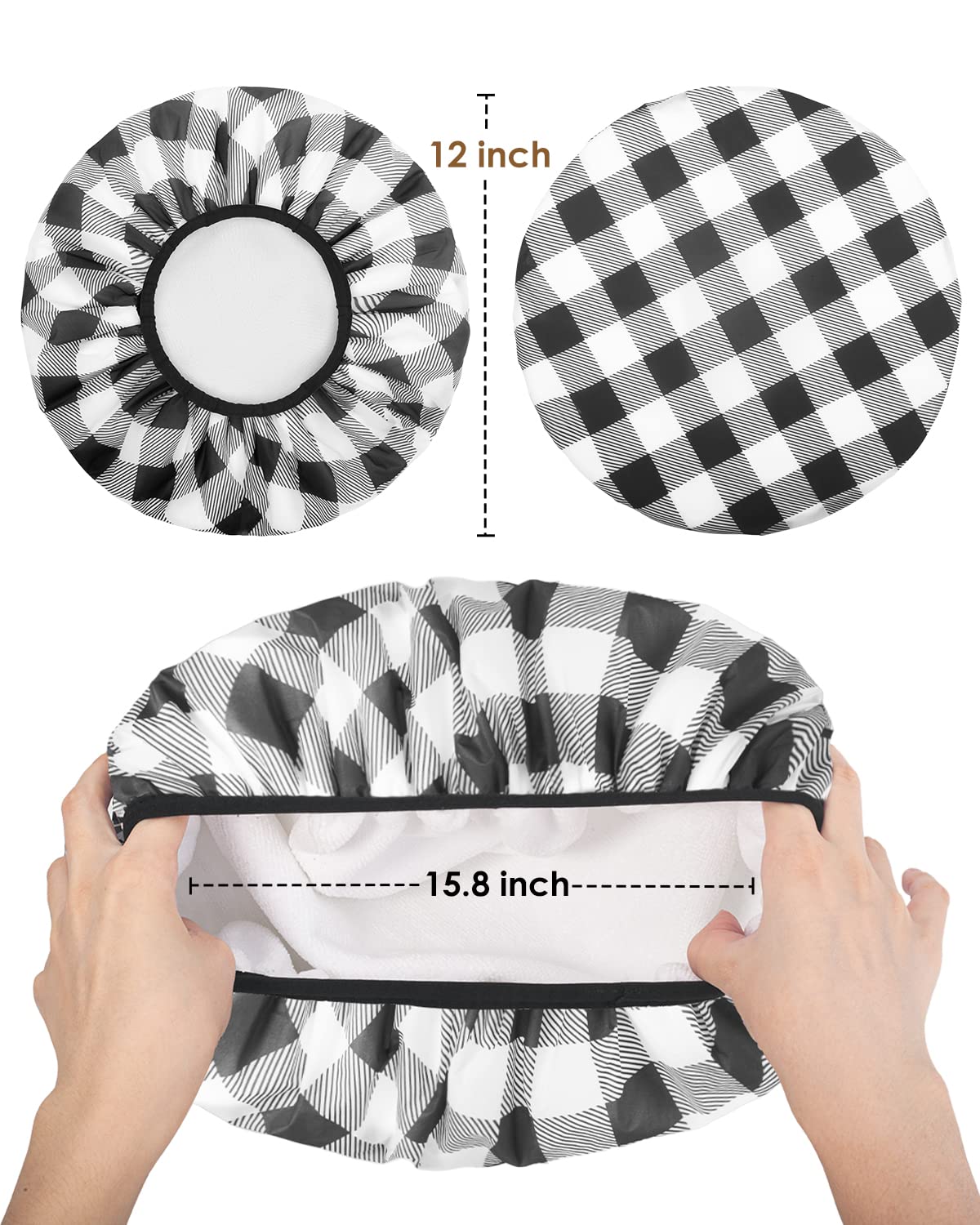 Auban Shower Cap, Shower Cap for Women Terry Cloth Lined EVA Exterior Reusable Double Layer Waterproof, Large Bath Hair Cap, Hotel Travel Essentials Beauty & Personal Care Auban