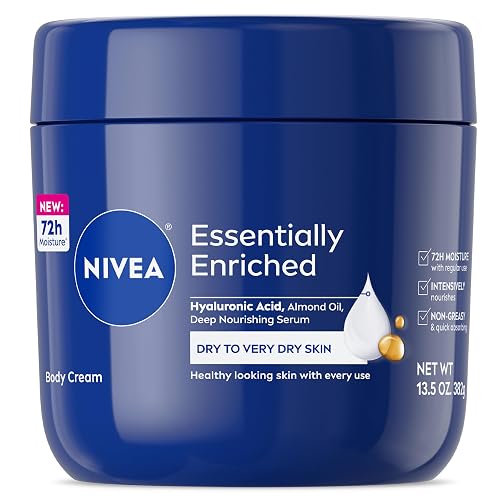 NIVEA Essentially Enriched Body Cream for Dry to Very Dry Skin with Hyaluronic Acid, Deep Nourishing Serum and Almond Oil, 72-Hour Body Moisturizer Beauty & Personal Care NIVEA