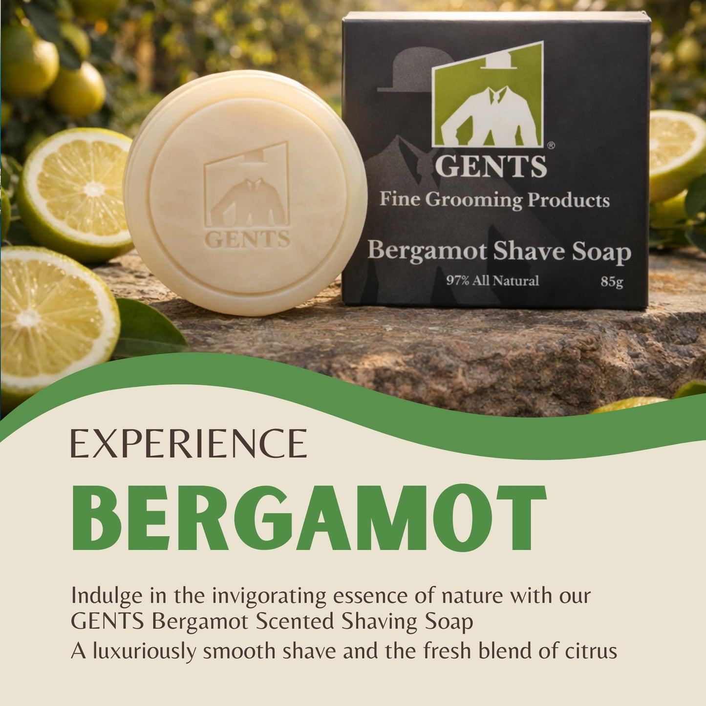 GENTS Men's Shaving Soap 97% All Natural Enriched With Shea Butter and Glycerin, Creates Rich Lather Form (3 PACK BERGAMOT) Beauty and Personal Care G.B.S