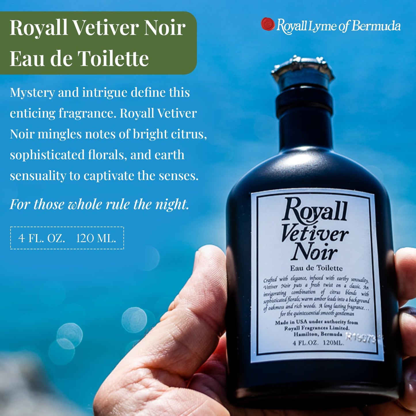 ROYALL VETIVER NOIR, Men's Eau de Toilette, Vetiver & Amber Fragrance - 2 Fl oz Splash Beauty & Personal Care ROYALL LYME