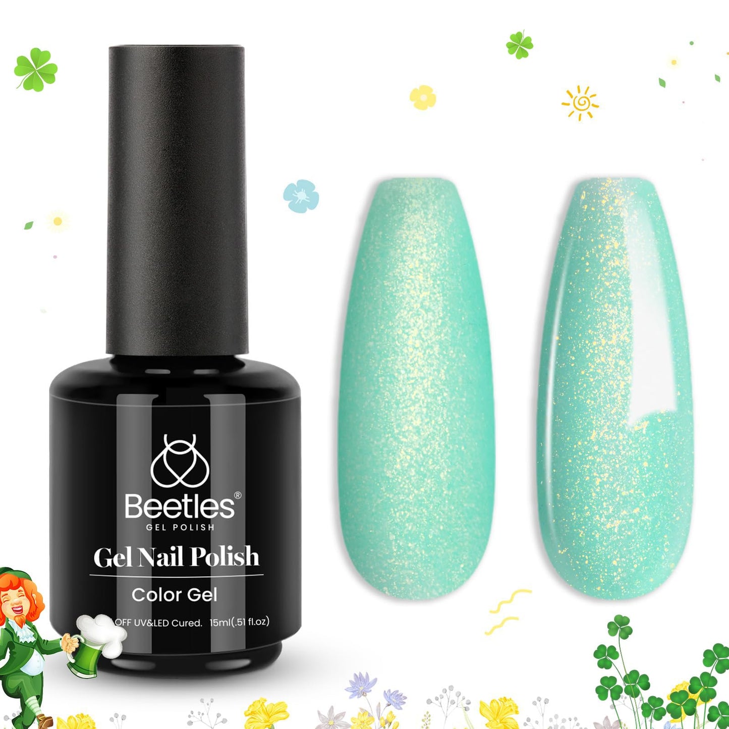 Beetles Mint Green Gel Polish - 15ml Spring Glitter Gel Nail Polish Mermaid Turquoise Shimmer UV Nail Gel Polish Soak Off LED Nail Art Design DIY Home Beauty and Personal Care beetles Gel Polish Default Title