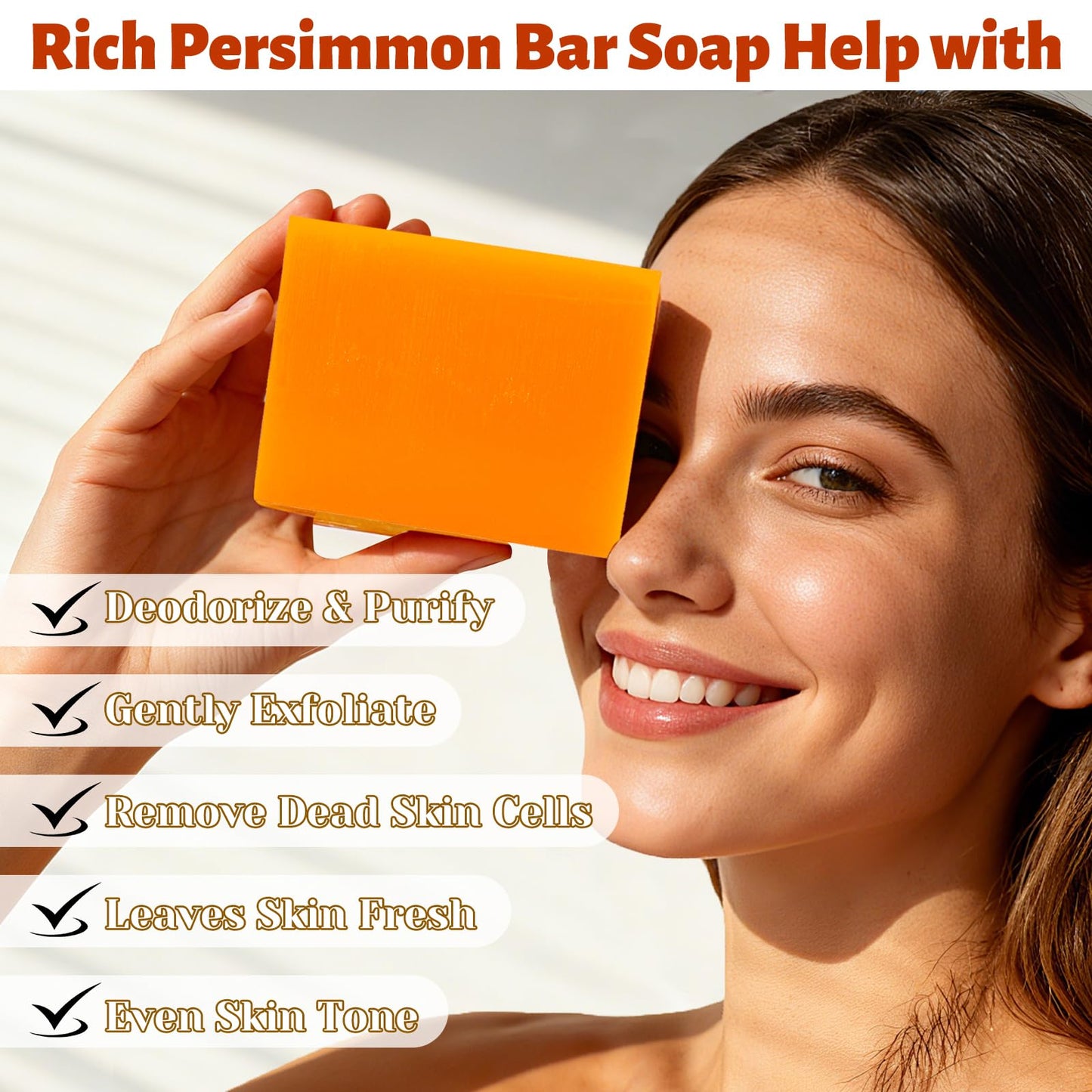 Joanssore 6 PCS Persimmon Soap for Old People Smell, Long Lasting Persimmon Soap Bar for Body Odor Deodorant, Purifying and Nourish Whole Body, 3.53 Beauty & Personal Care Joanssore