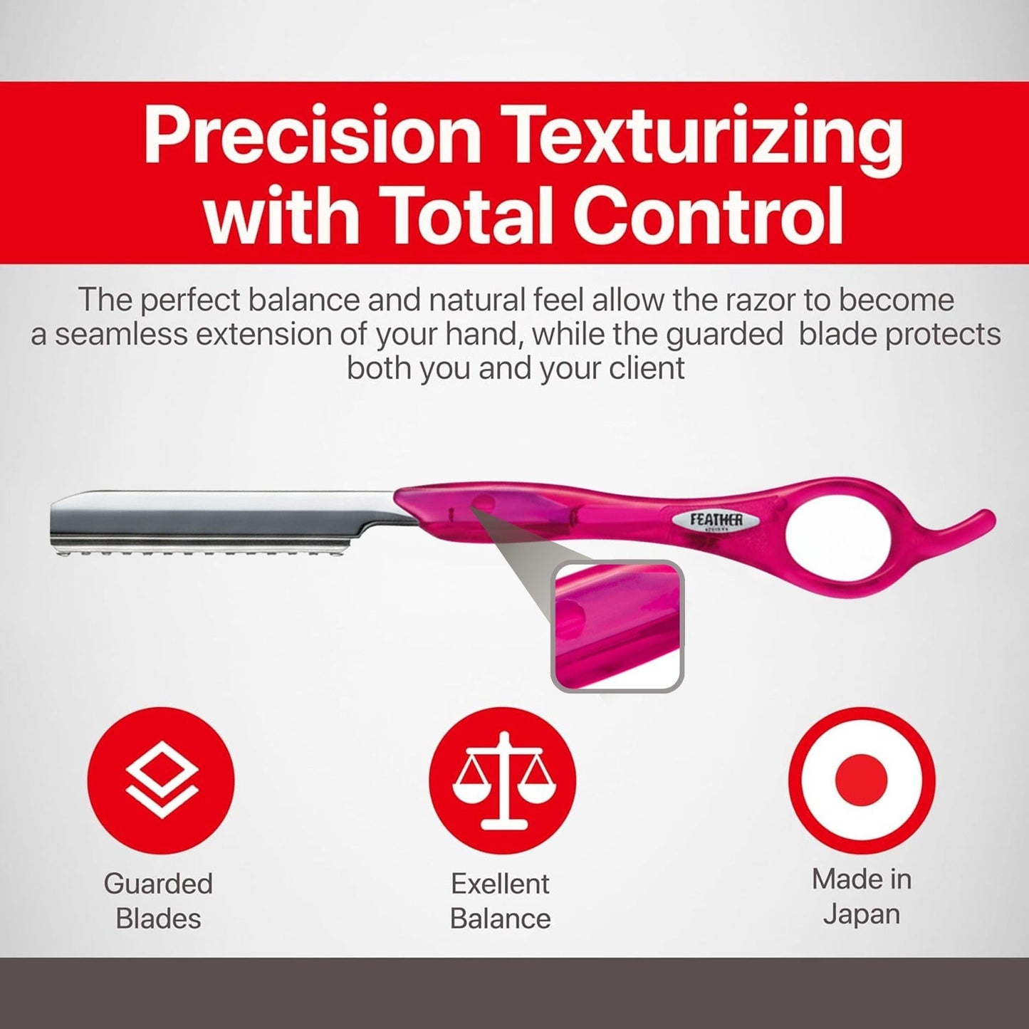 Feather - 7.25-inch Styling Razor Handle - The Professional tool for Hair Cutting, Thinning, Layering, Texturizing and Feathering - The # 1 Stylist Beauty and Personal Care Feather